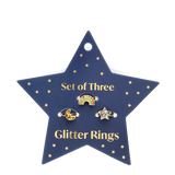 Glitter ring trio•Ster-Regenboog-Maan