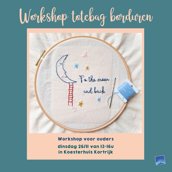 Workshop 'Totebag borduren' | 26/11 van 13-16u in Koesterhuis Kortrijk